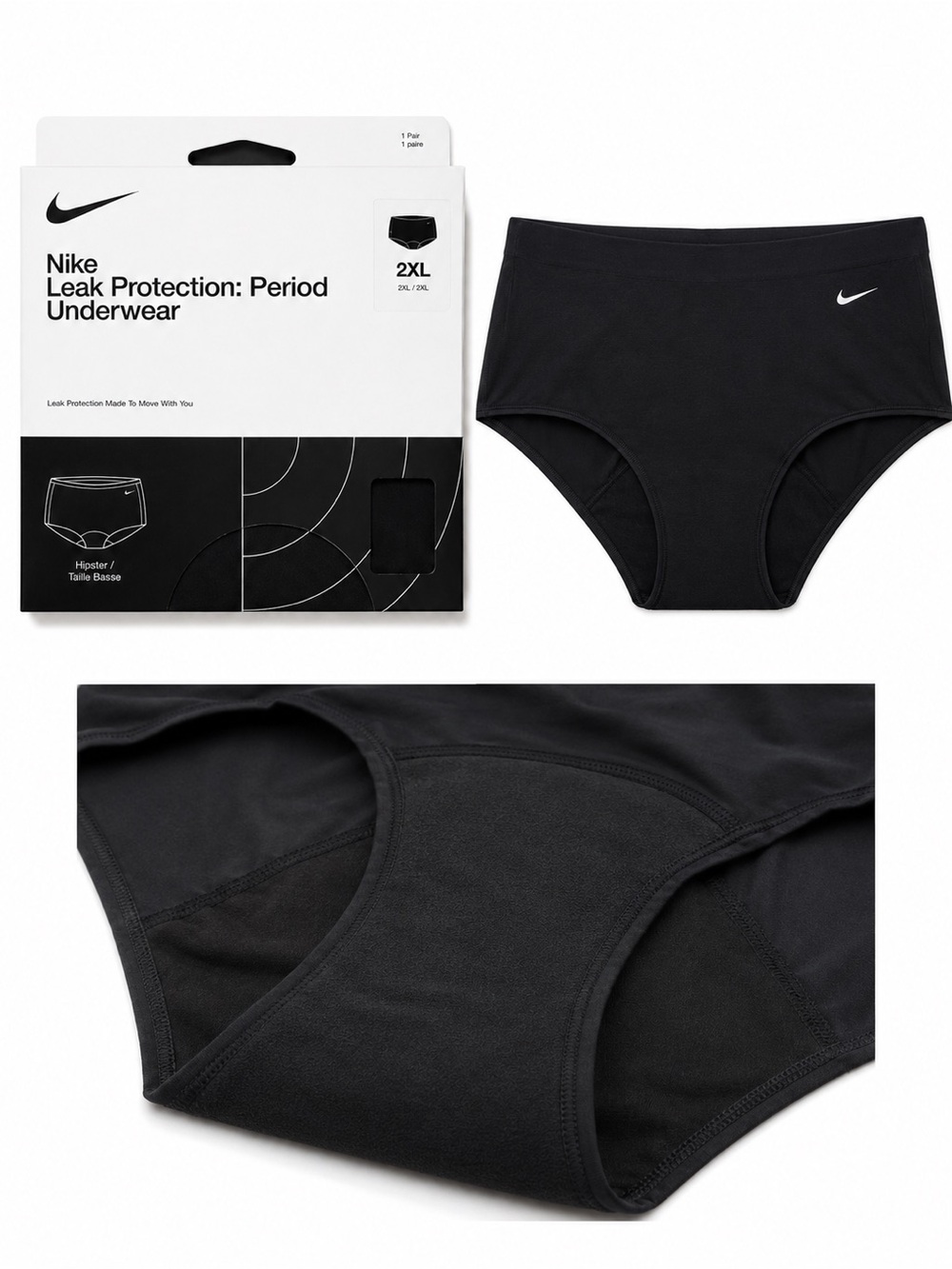 NWT Nike Womens Period Leak Protection Underwear - Black XXL